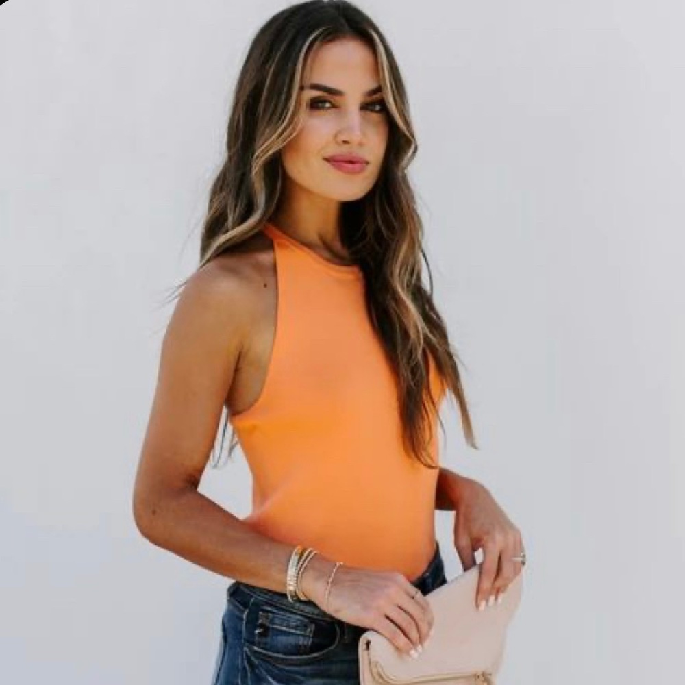 VICI JUBILANT KNIT RACERBACK TANK - ORANGE